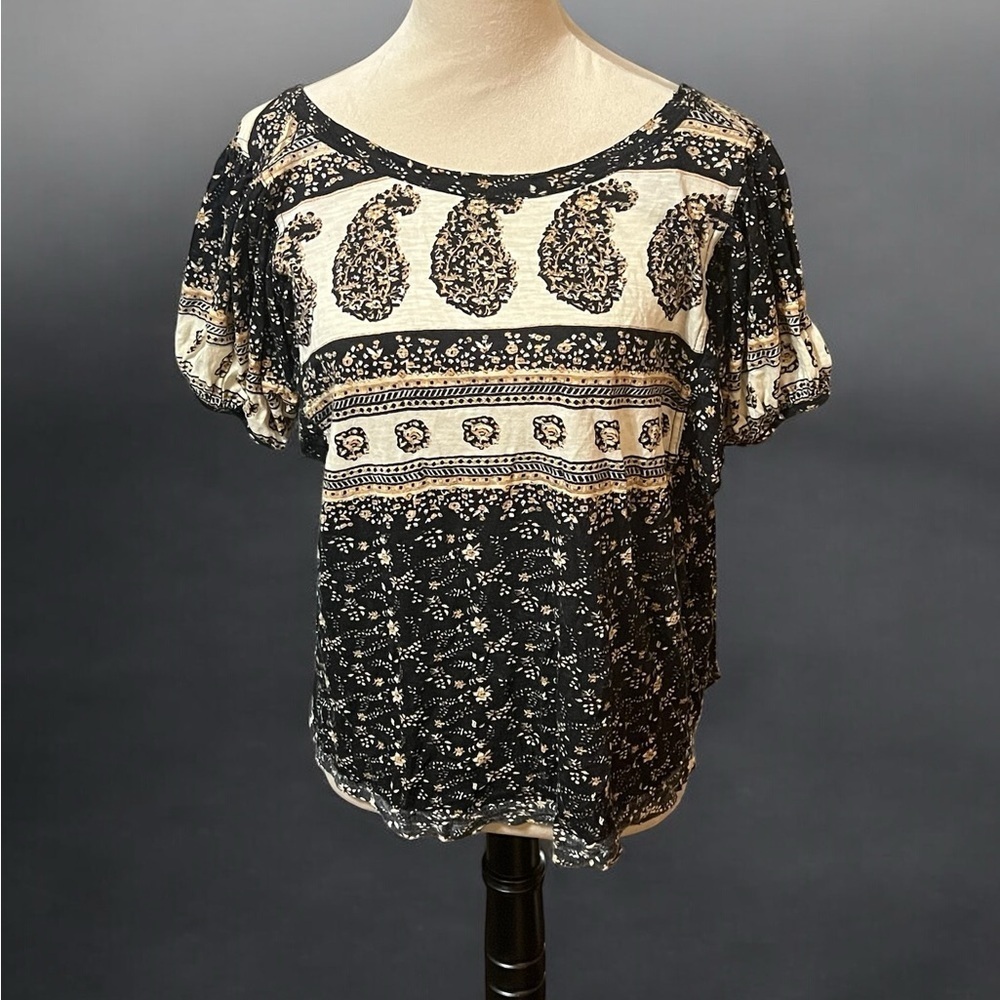 Free People Cream Tan Relaxed Blouse XS